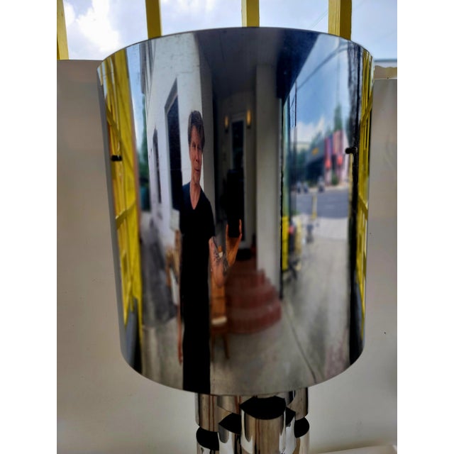 Metal Signed Jere Large Chrome Sculptural Lamp For Sale - Image 7 of 12