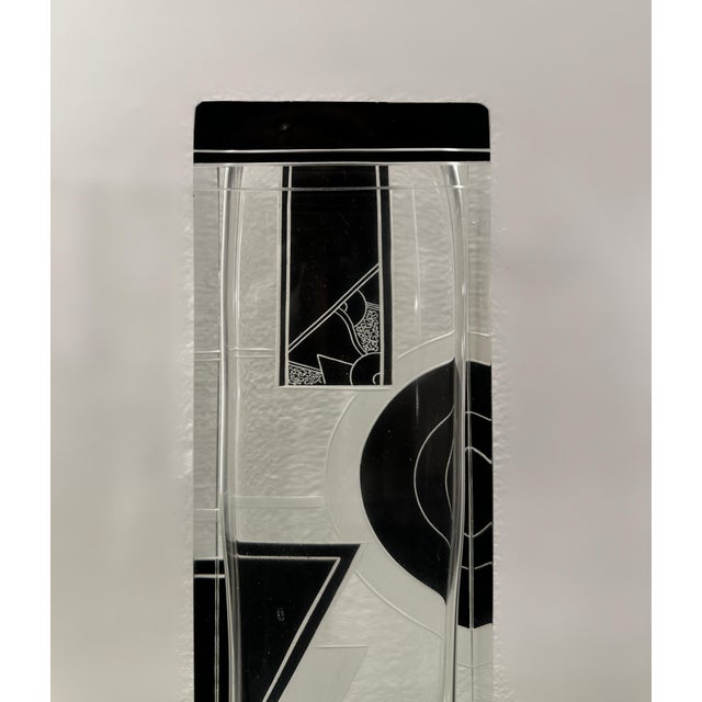 Art Deco Acid Etched Black Glass Vase by Karl Palda, 1930s For Sale - Image 6 of 10