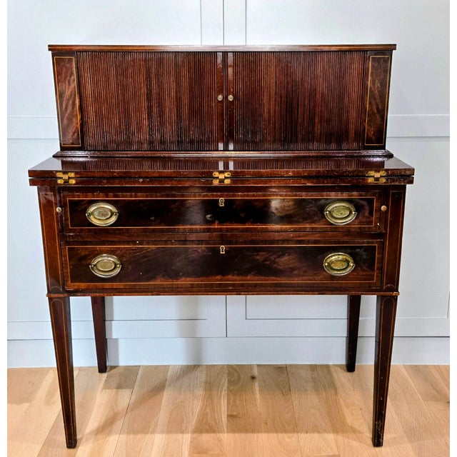 Embodying classic American elegance, this authentic Federal Style secretary desk was crafted by Maddox Colonial...