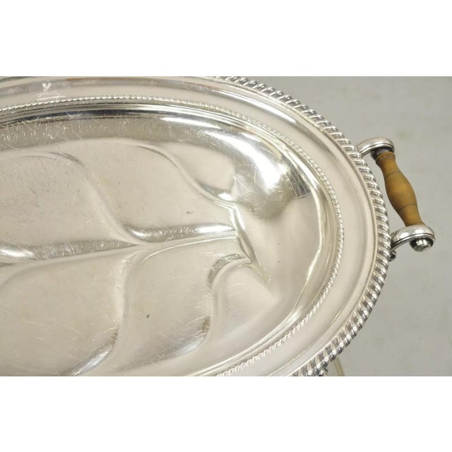 Antique English Victorian Silver Plated Paw Foot Meat Cutlery Chaffing Dish Tray For Sale - Image 11 of 12