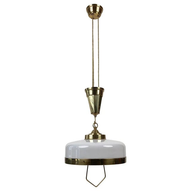 Jugendstil Adjustable Chandelier with White Opal Glass, 1923 For Sale - Image 14 of 14