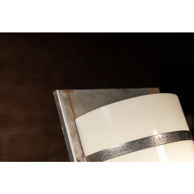 Early 20th Century Vintage Art Deco Church Wall Sconce With Milk Glass Panels For Sale - Image 5 of 9