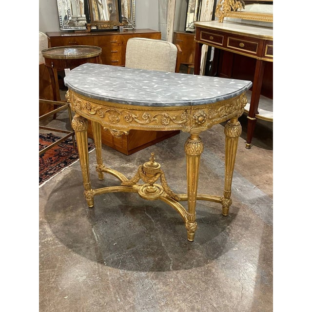 Traditional French Louis XVI Demi-Lune Console For Sale - Image 3 of 9