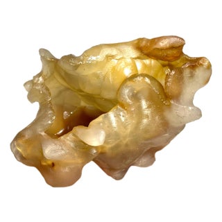 Golden Carnelian Agate Brush Washer Hand Carved For Sale