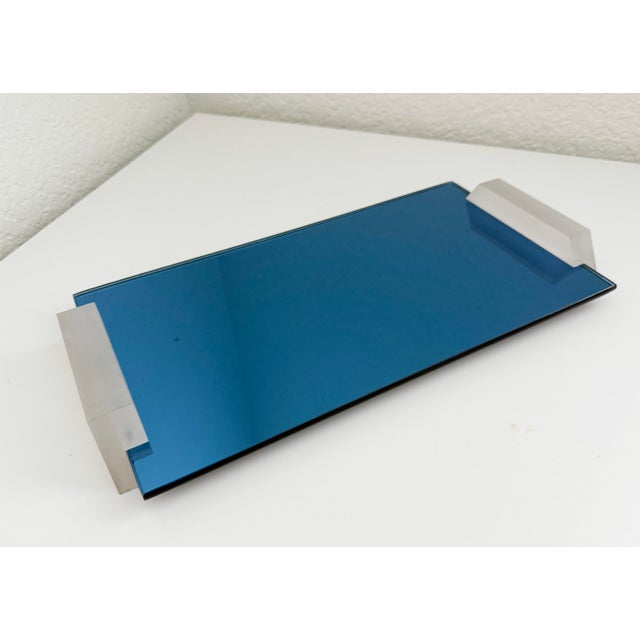 1930s Art Deco Blue Mirror & Lucite Tray For Sale In Sacramento - Image 6 of 7