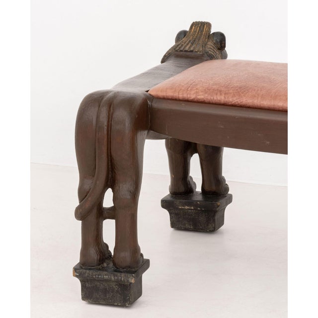 Egyptian Revival Carved Wood Lion Benches, Pair For Sale - Image 10 of 10