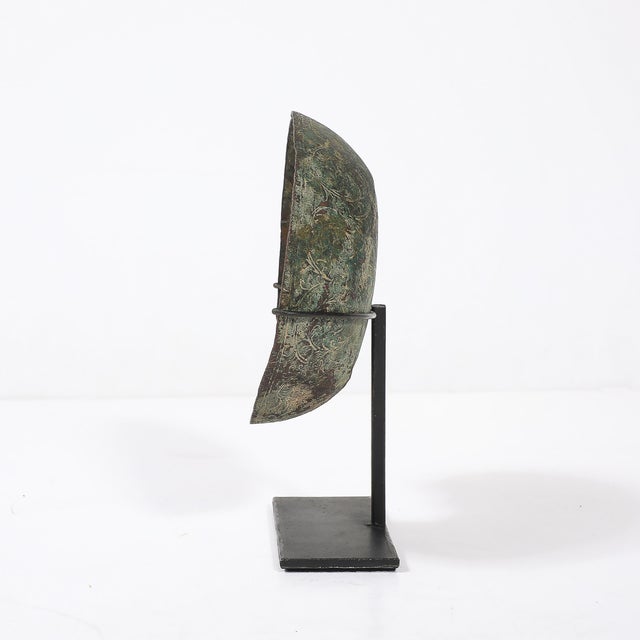 Mediterranean Antique Eastern Mediterranean Patinated Copper Bowl on Museum Stand For Sale - Image 3 of 11