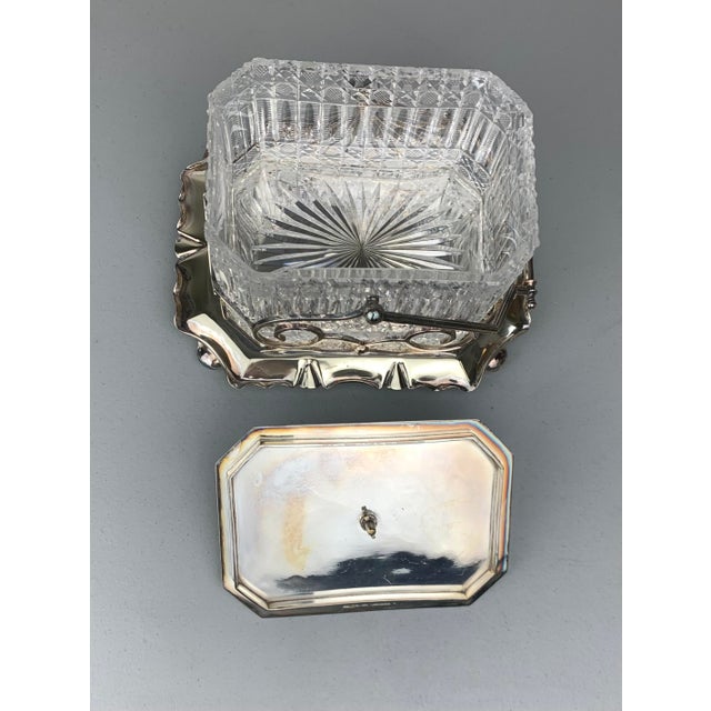 1960s Cut Crystal Serving Candy Dish in Metal Holder For Sale - Image 9 of 12