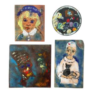 A Collection of 1970s Small Copper Enamel Panels by “Disco Sally” - Set of Four