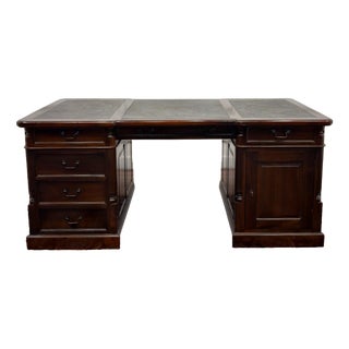 English Desk and Desk Chairs, Set of 3 For Sale