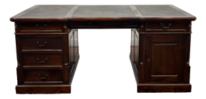 English Desk and Desk Chairs, Set of 3