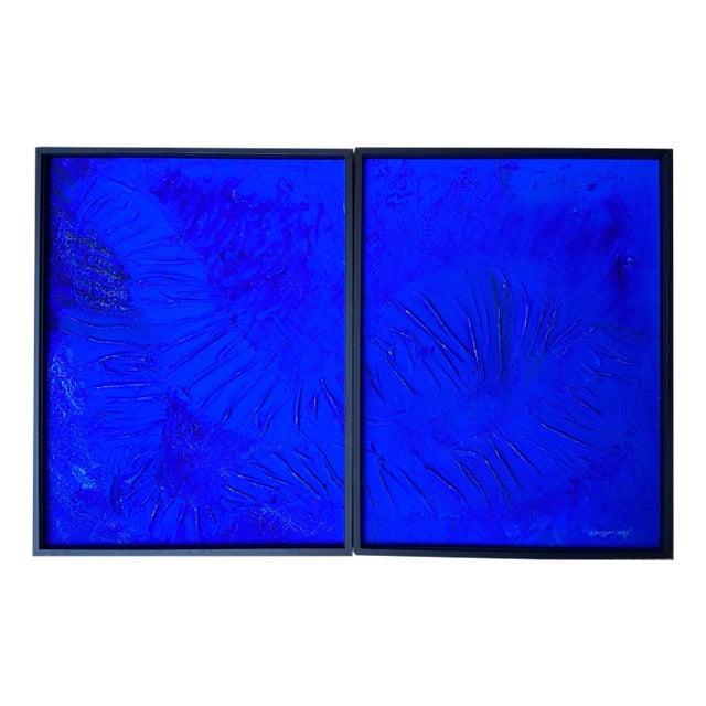 Patrick Coussot Bex, Diptyque blue, 2021, Acrylic on Canvas For Sale