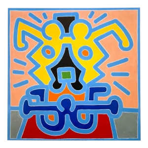 Keith Haring Estate Vintage 1999 Lithograph Print Pop Art Poster " Untitled " 1988