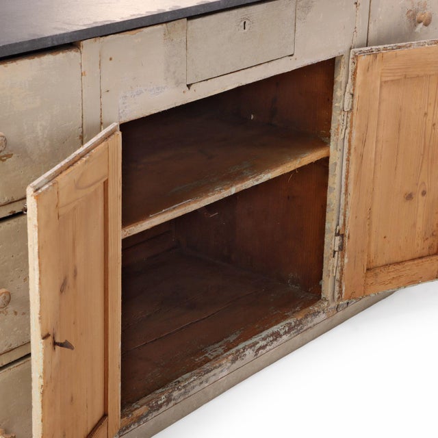 Early 19th Century French Painted Counter With Belgian Bluestone Top, C 1880 For Sale - Image 5 of 7