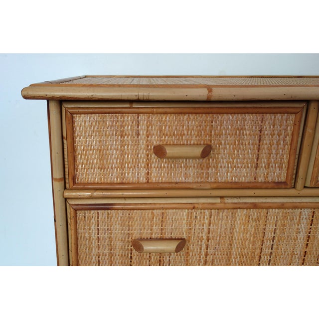 Five-Drawer Chest of Drawers in Wicker and Bamboo, 1970s For Sale - Image 12 of 18