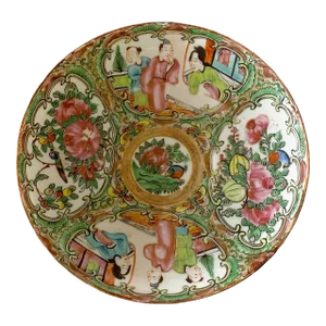 Antique Chinese Export Porcelain Rose Medallion Plate 5.75" D