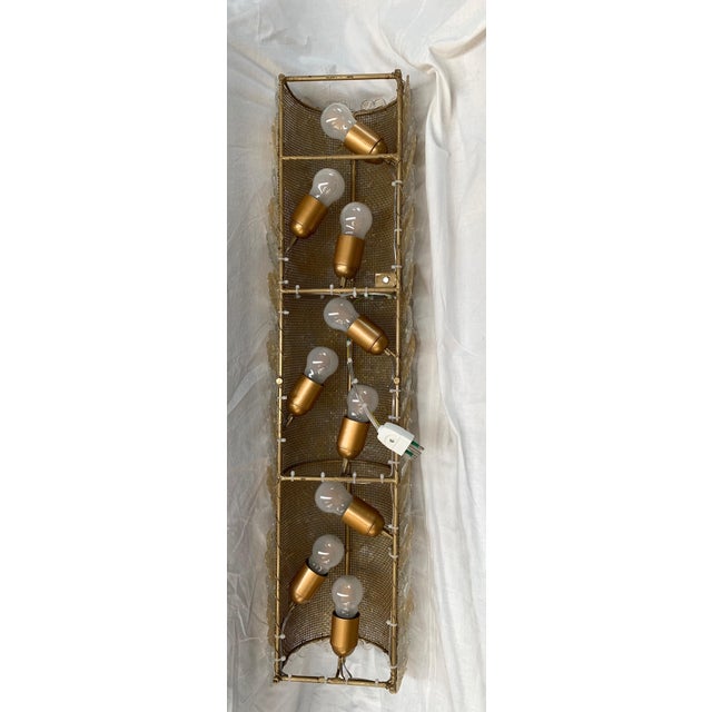 Gold Gold Murano Glass Flower Sconces with attributed to Seguso, 1980s, Set of 2 For Sale - Image 8 of 9