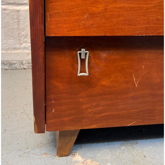 Mid 20th Century Modern Cherry Highboy Dresser by Bassett, Attributed For Sale - Image 14 of 15