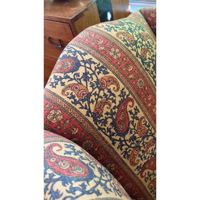 Charming Vintage Wingback Chair With Paisley Print For Sale - Image 11 of 11
