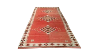 Vintage 12 Ft. Turkish Kilim Wide Runner Rug - 5′6″ × 12′ - Size Cat. 6x9