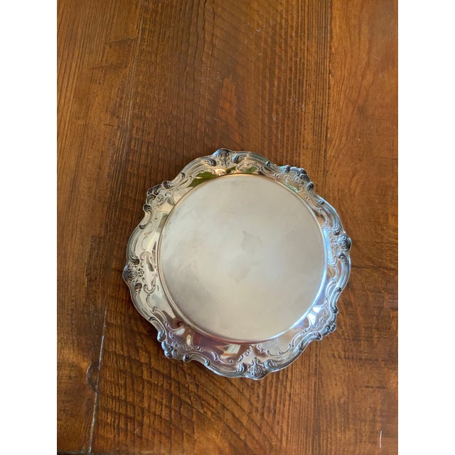 Silver Vintage Gorham Silver Shallow Dish for Dog Bowl, Catchall, Wine Coaster & Vanity for Palm Beach Regency or Grandmillennial Style - See My Pics! For Sale - Image 8 of 10