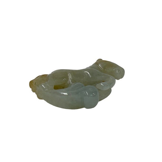 Stone Chinese Yellow White Stone Carved Horse Shape Pendant Display Art For Sale - Image 7 of 9