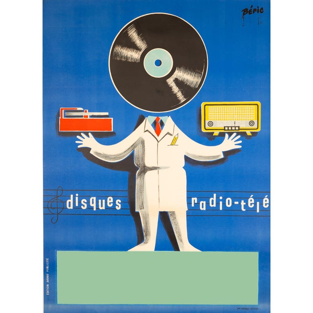 Disques Radio-Ete - Beric - c.1950s A classic French advertising poster by Beric promoting Disques Radio-Ete. The striking...