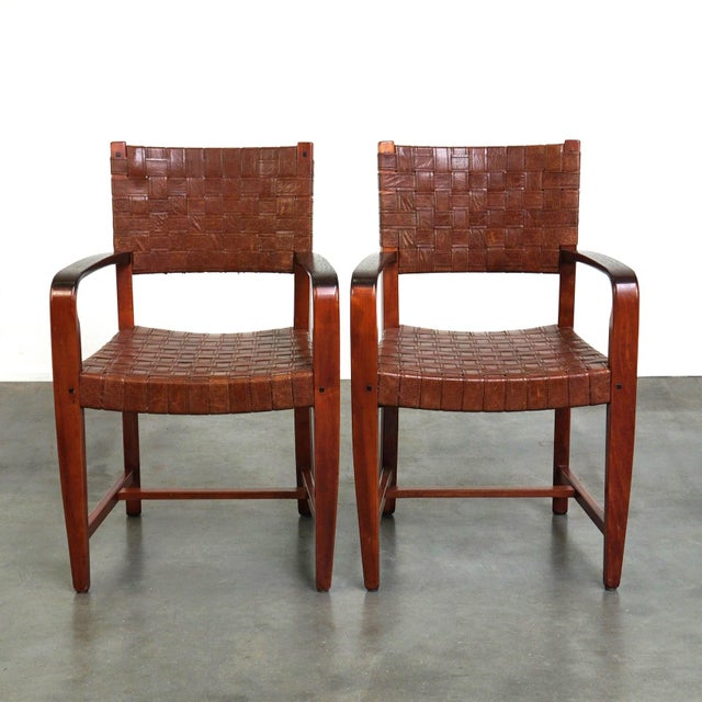 Shaker Chairs with Woven Leather Seats and Backrests from Schuitema, Set of 2 For Sale - Image 17 of 17