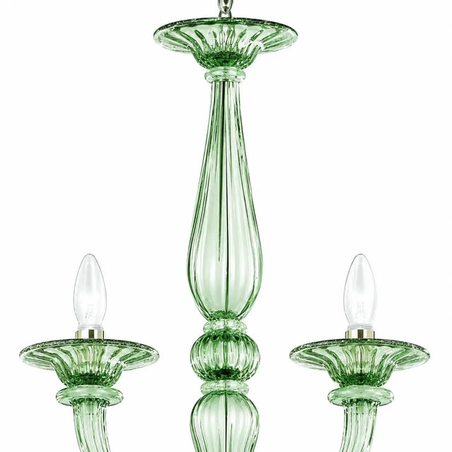 Contemporary Sculptural Linear “Rigadin” Green Murano Glass Chandelier For Sale - Image 3 of 5