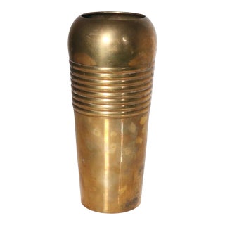 Mid Century Modernist Solid Brass Vessel For Sale