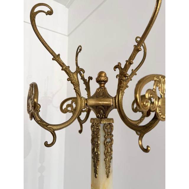 Gold Ornate Italian Brass and Onyx Marble Coat Rack, 1960s For Sale - Image 8 of 18