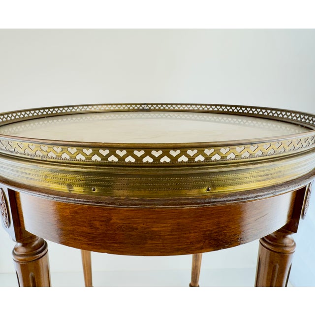 French Vintage Mid 20th Century Louis XVI Style Mahogany Marble Top Guéridon Side Table For Sale - Image 3 of 13