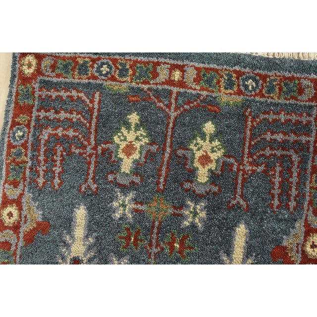 2020s Heriz Rug 1’11” X 2’8” Blue Wool Tribal Hand-Knotted Oriental Carpet For Sale - Image 5 of 8