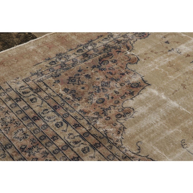 Textile Antique Turkish Kayseri Rug, Beige-Brown Medallion and Florals - Rug & Kilim For Sale - Image 7 of 8