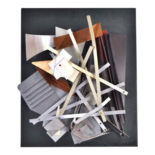 Vintage Modernist Metal Scrap Remnant Assemblage Wall Sculpture For Sale