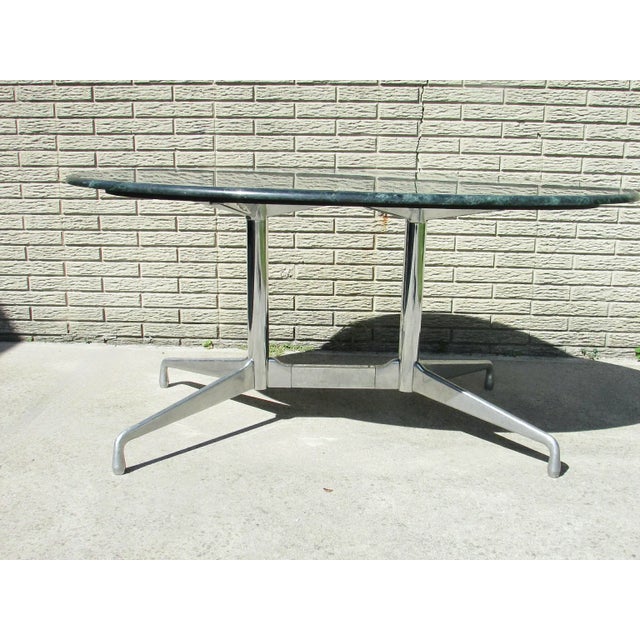 Mid-Century Modern Late 20th Century Eames Aluminum Group Table by Herman Miller, Marble Top For Sale - Image 3 of 12