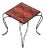 Mid-Century Modern Metal Square Plant Stand with Red Lava Ceramic Tiles For Sale