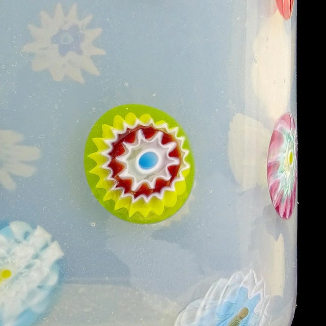 Murano Fratelli Toso Murano Vintage White Opalescent Flower Murrine Italian Art Glass Mid Century Decanter For Sale - Image 4 of 5