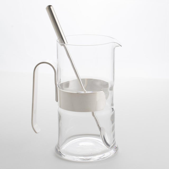 Silver Plate and Crystal Martini Cocktail Pitcher Mixer by Pm Italy For Sale In Atlanta - Image 6 of 11