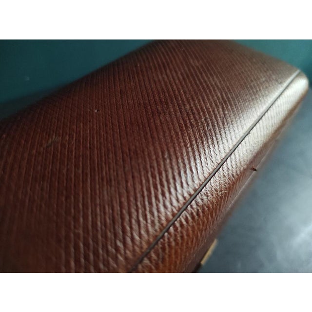 Brown Antique French Jewellery Box in Leather and Silver For Sale - Image 8 of 11