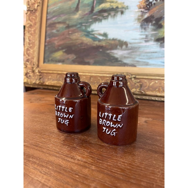 Japanese Mid 20th Century Ceramic "Little Brown Jug" Salt and Pepper Shakers - Japan For Sale - Image 3 of 8