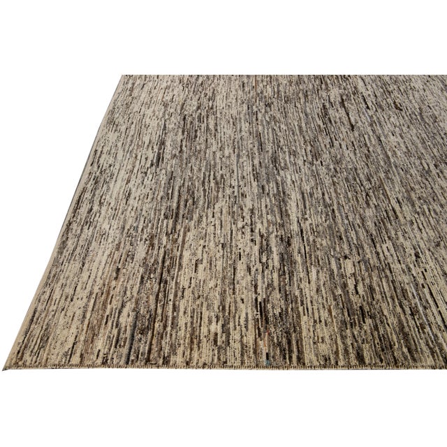 2010s Contemporary Moroccan Style Wool Rug With Abstract Design in Brown For Sale - Image 5 of 7