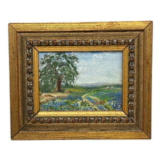 Mid 20th Century Giltwood Framed Miniature Impressionist Landscape Oil on Board For Sale