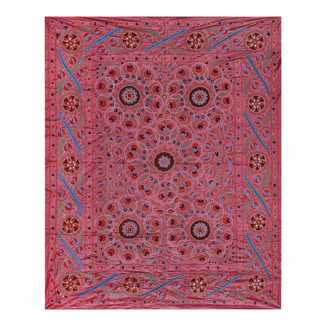 Silk Suzani Wall Decor - Uzbek Textile Art 8' X 9'9'' For Sale