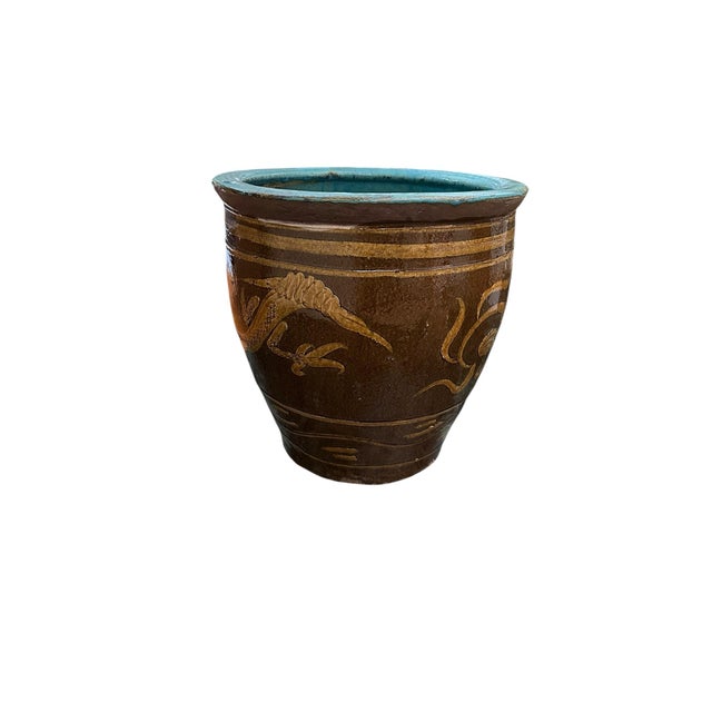 Large Antique Chinese Black Egg Ceramic Jardiniere For Sale In New York - Image 6 of 12