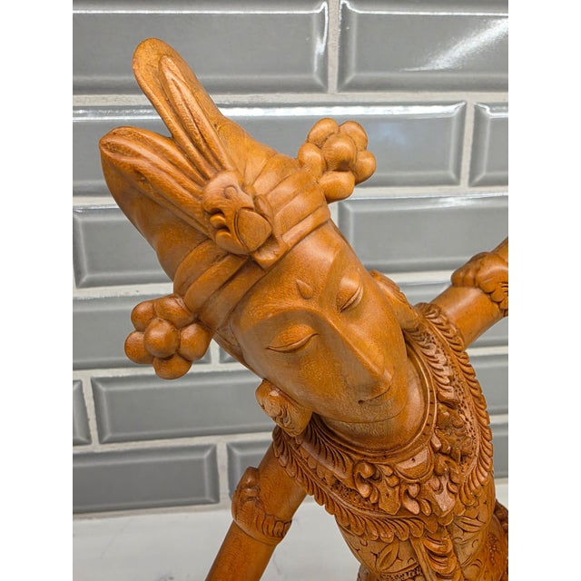 Late 20th-Century Balinese Modernist Legong Dancer – 10-Inch Wood Carving For Sale - Image 10 of 12