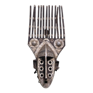 #1172 Vintage African Bamana Ntomo Marka Mask W/ Aluminum 29" H
