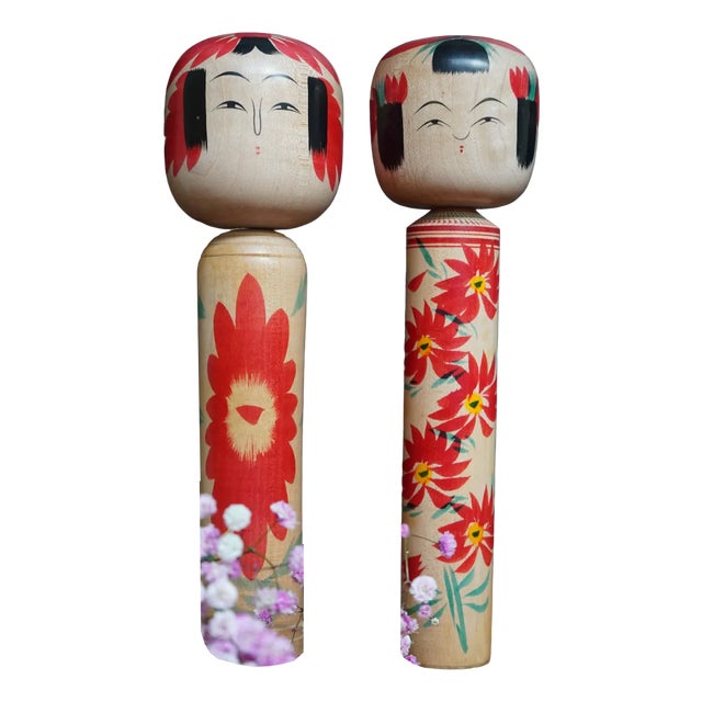 Vintage Traditional Kokeshi, Japan, 1960s, Set of 2 For Sale