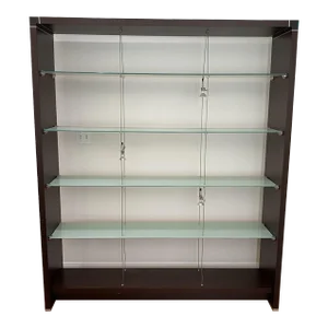 Vintage Tall Lighted Display Wall Shelving Cabinet