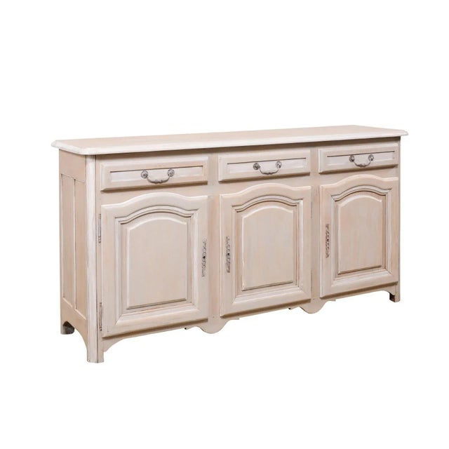 French Painted Wood Buffet with Arched Doors For Sale - Image 12 of 12